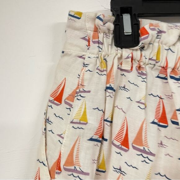 Cynthia Rowley White Orange Yellow Linen Sailboat Print Skirt M Nautical Buttons - Picture 5 of 7